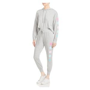 AVA & ESME Womens Gray Tie Cropped Long Sleeve Hooded Lounge Pant Suit XS